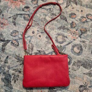 Madewell The Puff Crossbody Bag in red leather